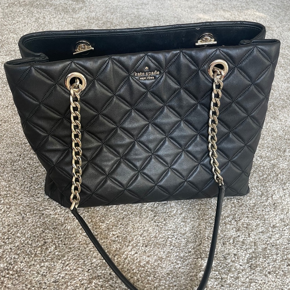 Kate Spade New York black quilted tote